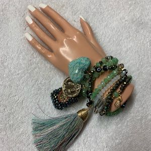 Christal bracelet with 14k plated gold charms